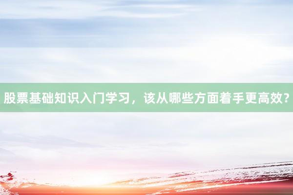 股票基础知识入门学习，该从哪些方面着手更高效？