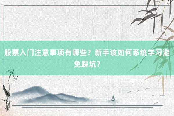 股票入门注意事项有哪些？新手该如何系统学习避免踩坑？
