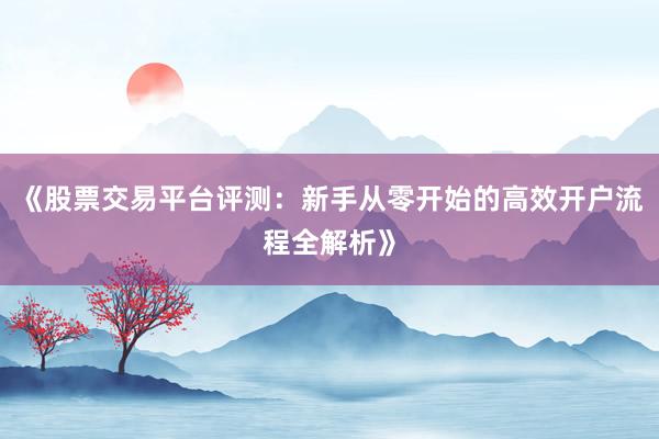 《股票交易平台评测：新手从零开始的高效开户流程全解析》