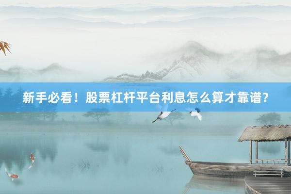 新手必看！股票杠杆平台利息怎么算才靠谱？