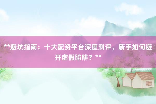 **避坑指南：十大配资平台深度测评，新手如何避开虚假陷阱？**