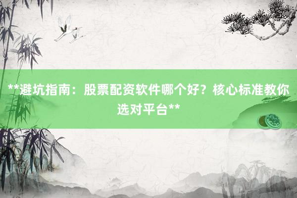 **避坑指南：股票配资软件哪个好？核心标准教你选对平台**