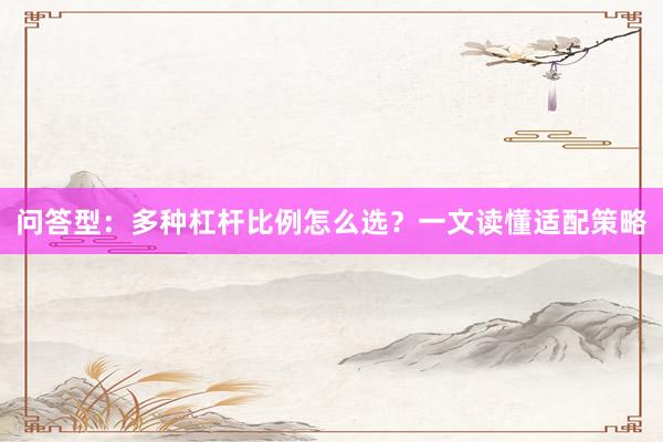 问答型：多种杠杆比例怎么选？一文读懂适配策略
