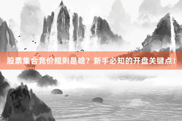 股票集合竞价规则是啥？新手必知的开盘关键点！