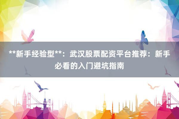 **新手经验型**：武汉股票配资平台推荐：新手必看的入门避坑指南