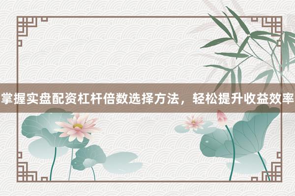 掌握实盘配资杠杆倍数选择方法，轻松提升收益效率
