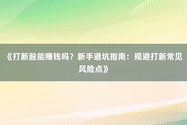 《打新股能赚钱吗?新手避坑指南:规避打新常见风险点》