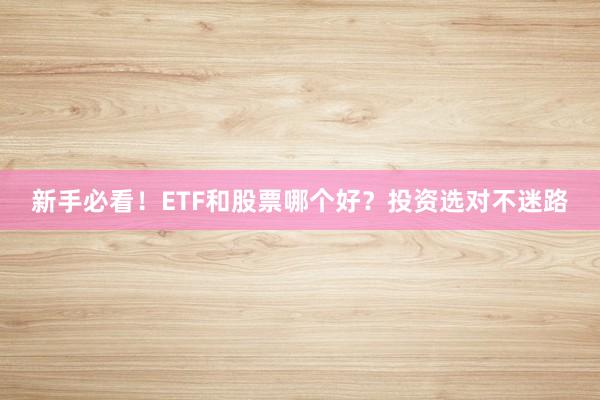 新手必看！ETF和股票哪个好？投资选对不迷路