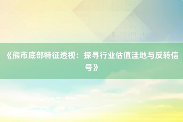 《熊市底部特征透视：探寻行业估值洼地与反转信号》