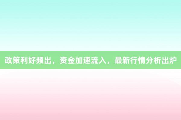 政策利好频出，资金加速流入，最新行情分析出炉