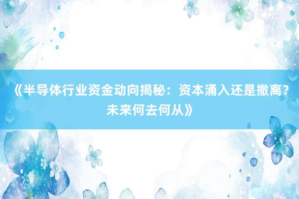 《半导体行业资金动向揭秘：资本涌入还是撤离？未来何去何从》
