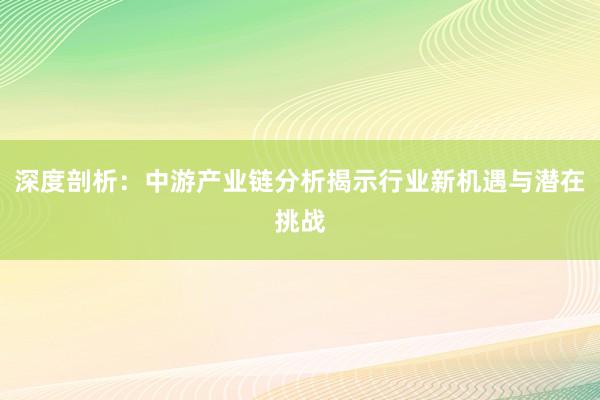 深度剖析：中游产业链分析揭示行业新机遇与潜在挑战