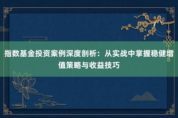 指数基金投资案例深度剖析：从实战中掌握稳健增值策略与收益技巧