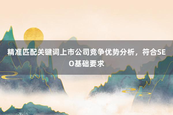 精准匹配关键词上市公司竞争优势分析，符合SEO基础要求