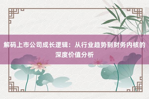 解码上市公司成长逻辑：从行业趋势到财务内核的深度价值分析
