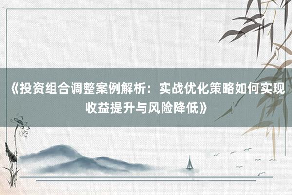 《投资组合调整案例解析：实战优化策略如何实现收益提升与风险降低》