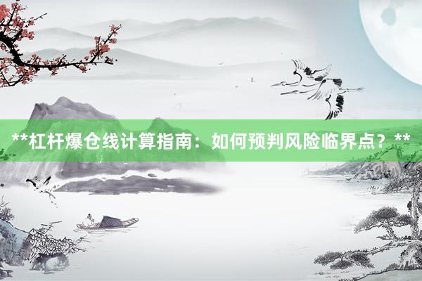 **杠杆爆仓线计算指南：如何预判风险临界点？**