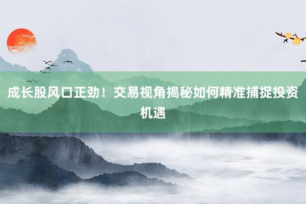 成长股风口正劲！交易视角揭秘如何精准捕捉投资机遇