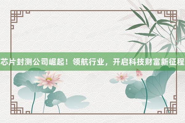 芯片封测公司崛起！领航行业，开启科技财富新征程